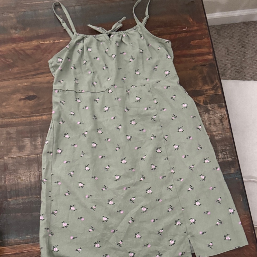 Art Class Green Floral Kids Casual Dress